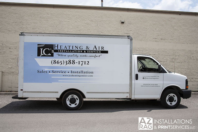JC’s Heating and Air Box Truck Partial Wrap
