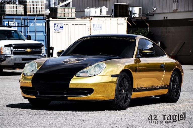 Porsche 911 Carrera Chrome Gold Vinyl Wrap