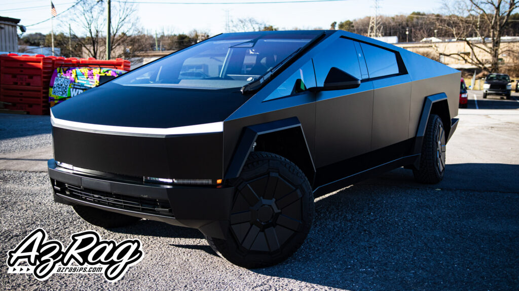 Satin Black Cyber Truck Wrap Knoxville TN – AZ Rag