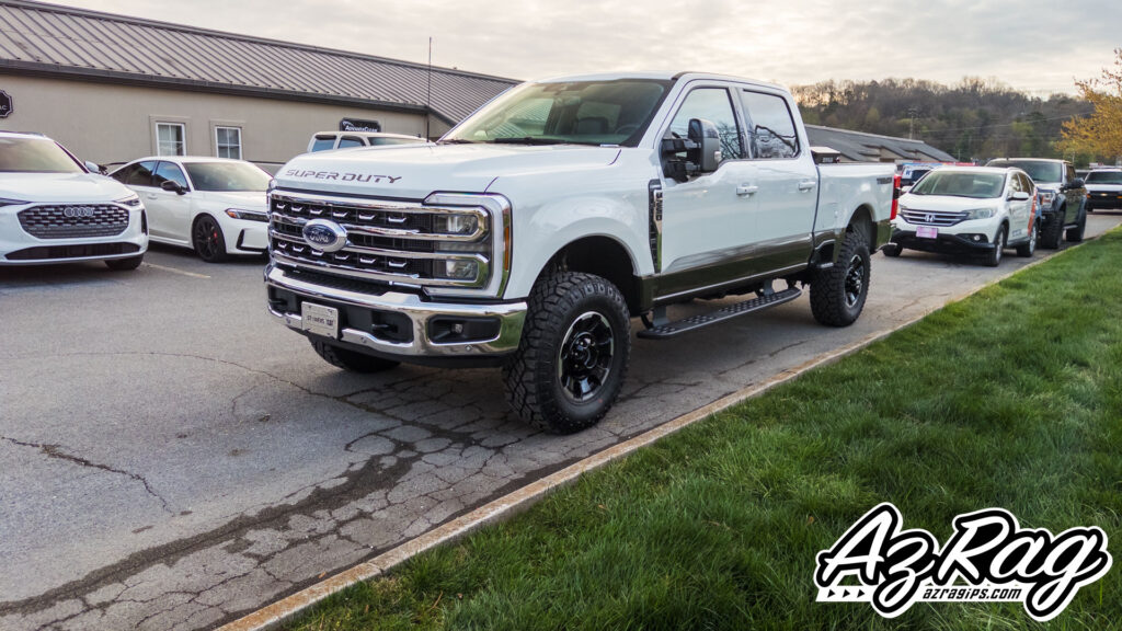 Ford F-250 Tremor Two-Tone Wrap in Knoxville: Lower Stripe and Tailgate Lettering in 3M Gloss Charcoal Metallic