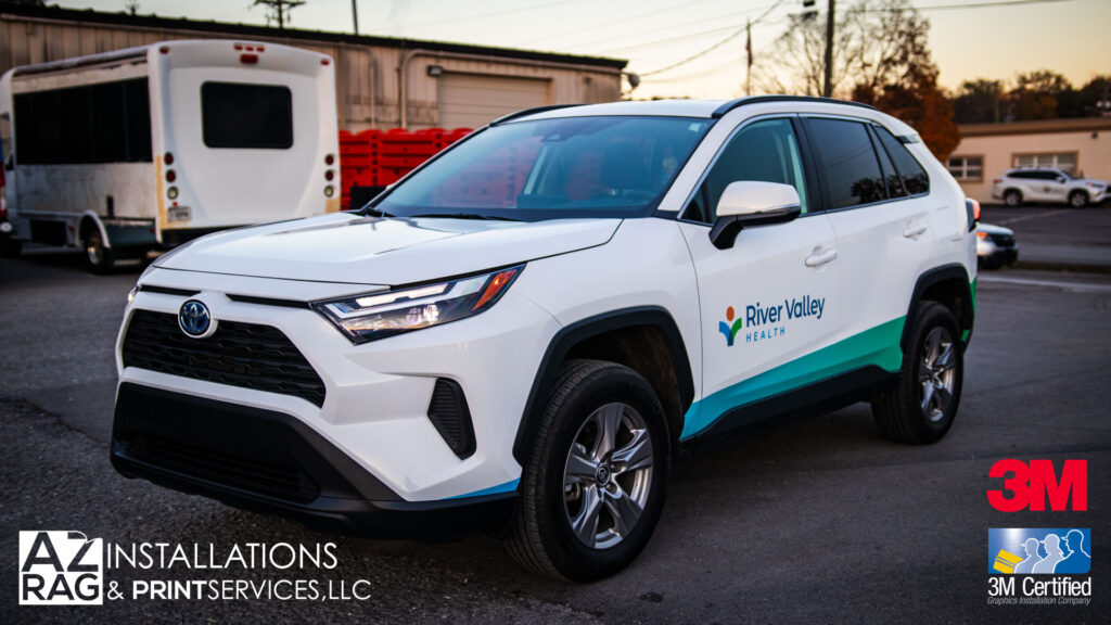 Spot Graphics on a Toyota RAV4 for River Valley Health: Clean Fleet Branding Done Right