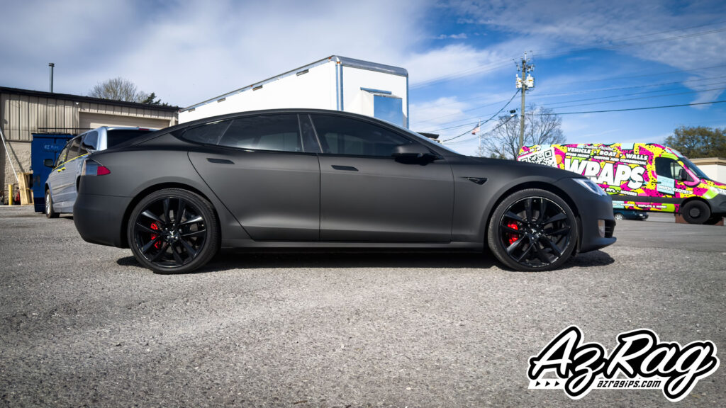 Tesla Model S Wrap in Knoxville: Dead Matte Black 3M 2080 with Full Chrome Delete