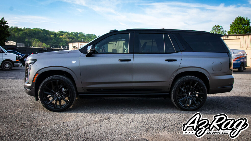 Cadillac Escalade 600 Color Change Wrap: 3M Satin Dark Grey with Gloss Black Tuxedo Top in Knoxville, TN