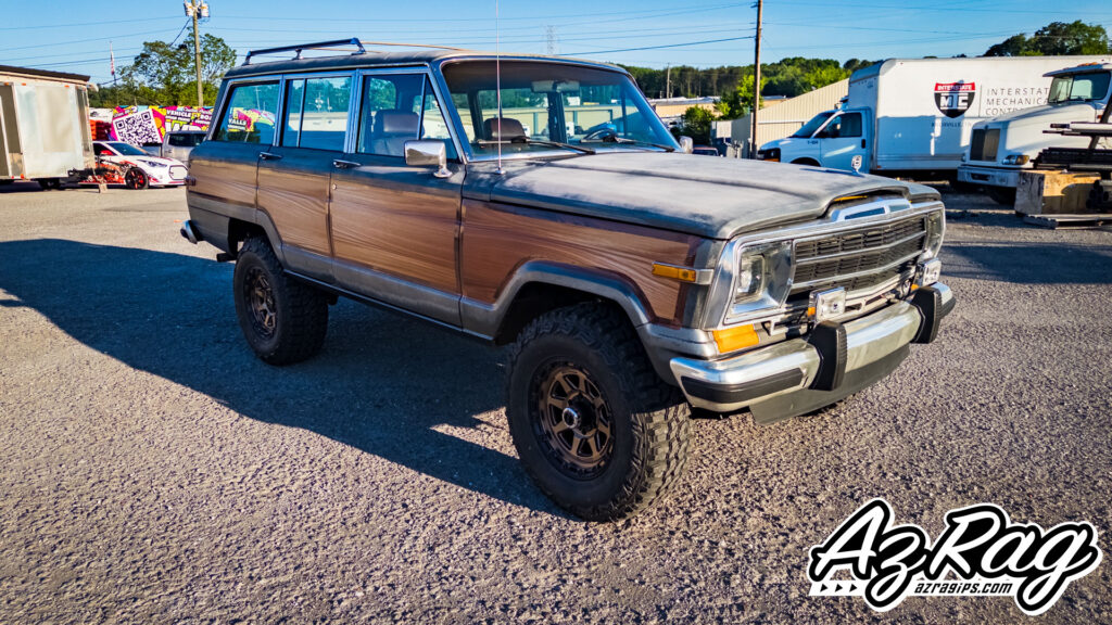 Custom Woody Panel Wrap on a Lifted Grand Wagoneer in Knoxville: 3M Wood Texture Film and Knifeless Tape Paneling