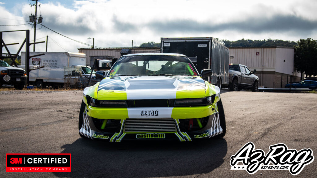Nissan 240SX widebody drift livery wrap yellow black white Knoxville TN