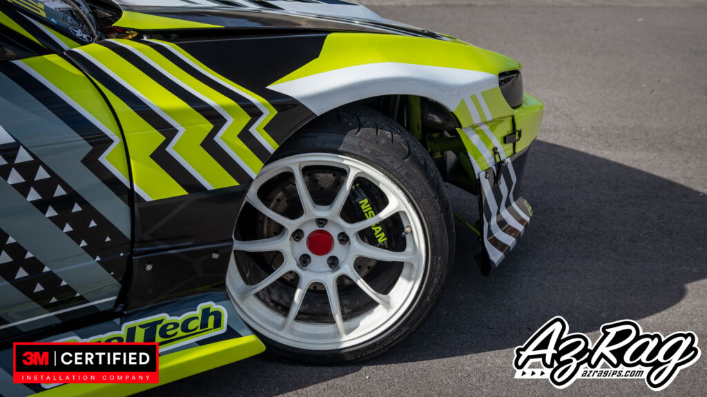 Nissan 240SX widebody drift livery wrap yellow black white Knoxville TN