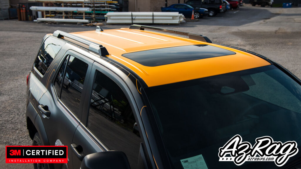 Toyota 4Runner TRD yellow tuxedo top roof wrap silver AZ Rag Knoxville TN