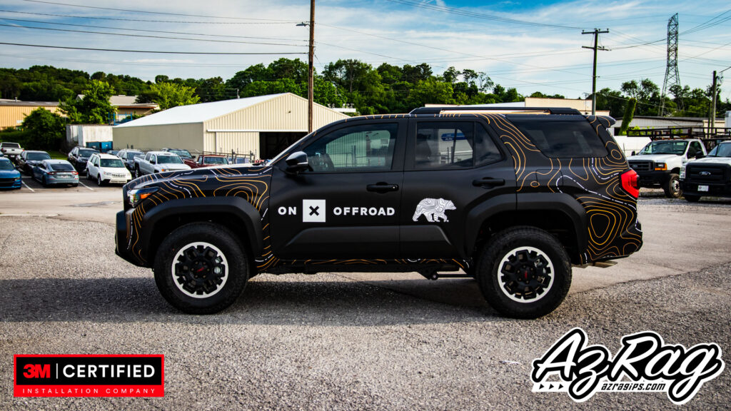 Toyota 4Runner TRD ON X Offroad full wrap driver side profile black topographic Knoxville