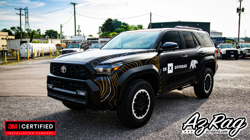 Toyota 4Runner TRD ON X Offroad full wrap black topo map driver side front Knoxville