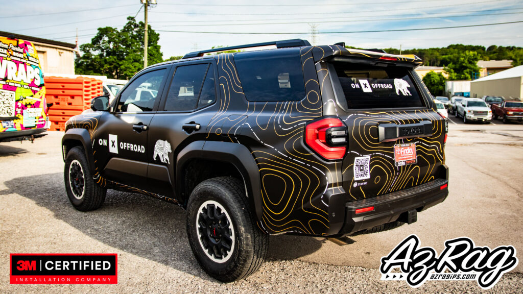 Toyota 4Runner TRD ON X Offroad full wrap black topographic map design rear view Knoxville