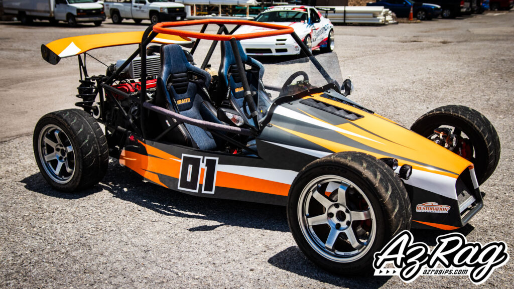 Goblin open wheel race car custom livery wrap number 01 front three-quarter view Knoxville