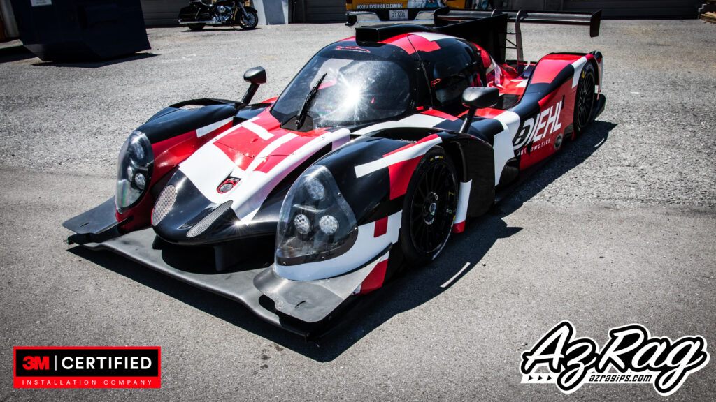 Diehl Automotive Liger LMP3 race car livery wrap front three-quarter Knoxville TN