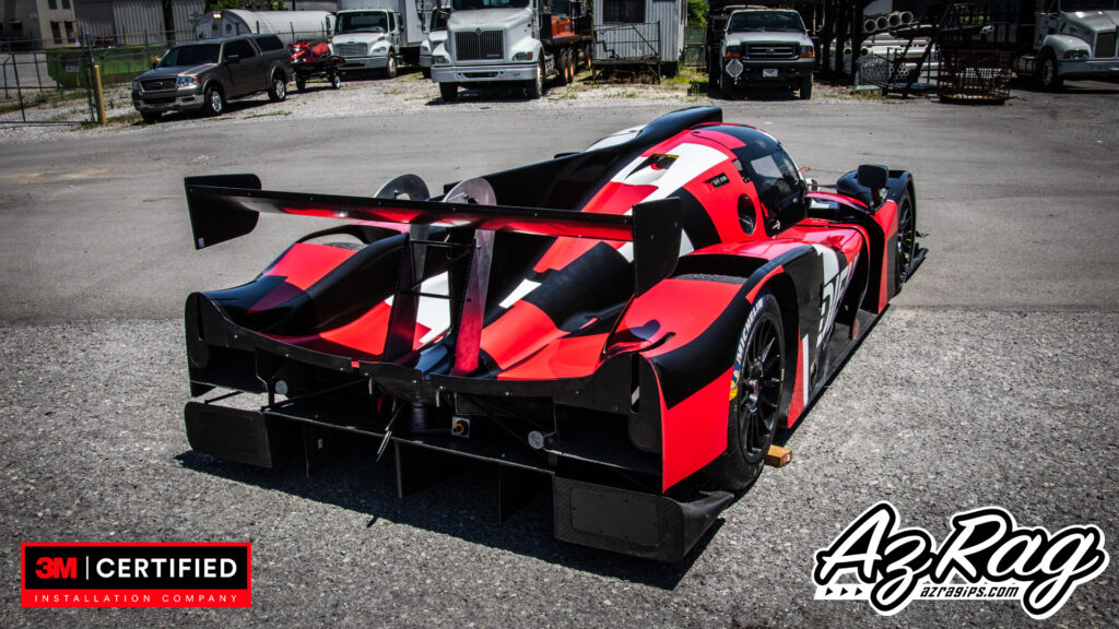 Diehl Automotive Liger LMP3 race car livery wrap rear three-quarter Knoxville