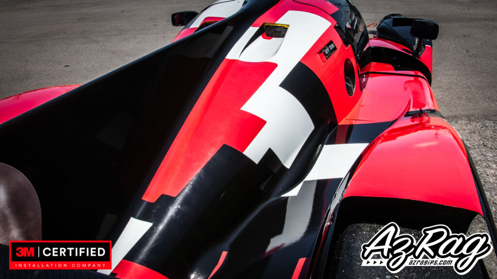 Diehl Automotive Liger LMP3 race car livery detail red black graphics Knoxville
