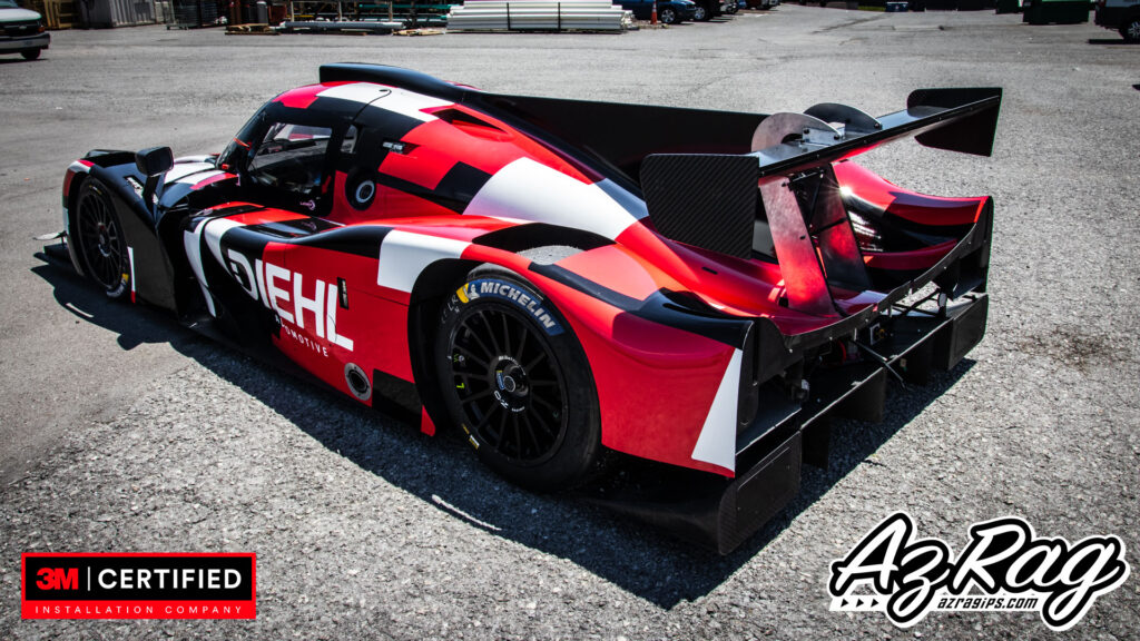 Diehl Liger LMP3 prototype race car wrap three-quarter rear Knoxville TN AZ Rag