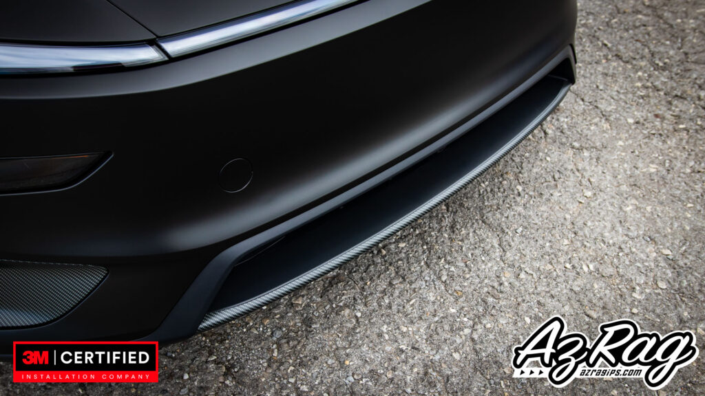 satin black Tesla Model Y Performance wrap with carbon accents Knoxville TN