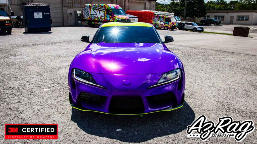 gloss plum explosion color change wrap Toyota Supra Knoxville TN