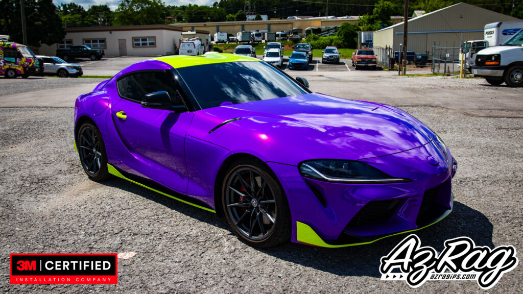 gloss plum explosion color change wrap Toyota Supra Knoxville TN
