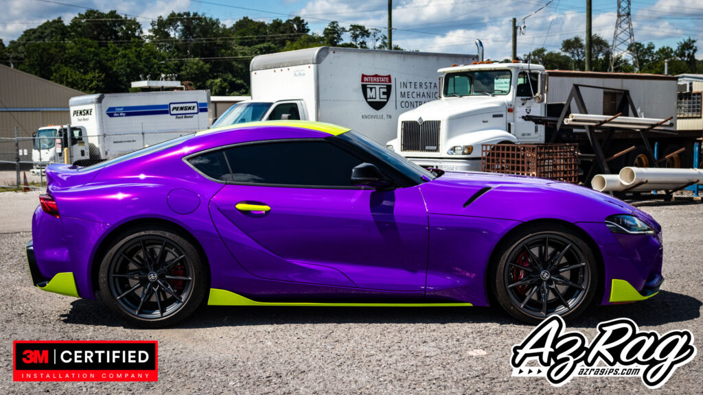 gloss plum explosion color change wrap Toyota Supra Knoxville TN