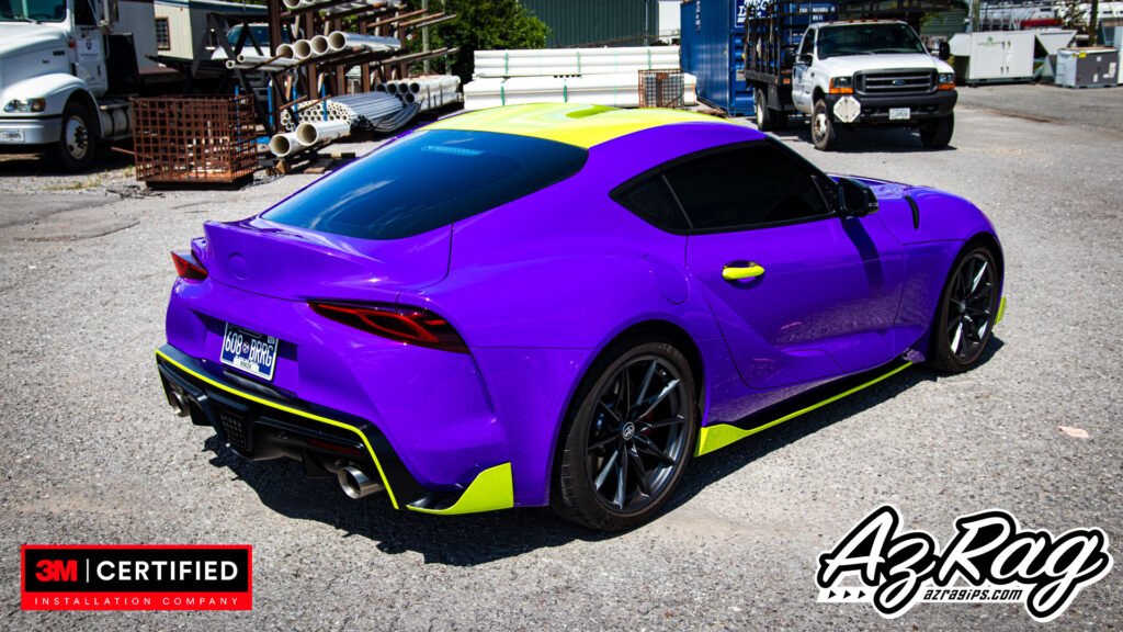 gloss plum explosion color change wrap Toyota Supra Knoxville TN