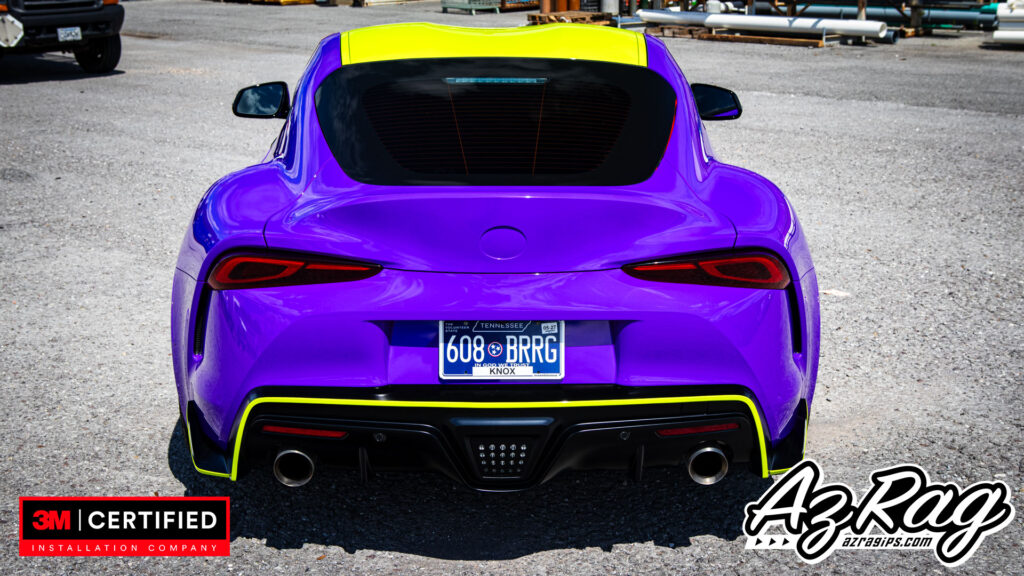 gloss plum explosion color change wrap Toyota Supra Knoxville TN