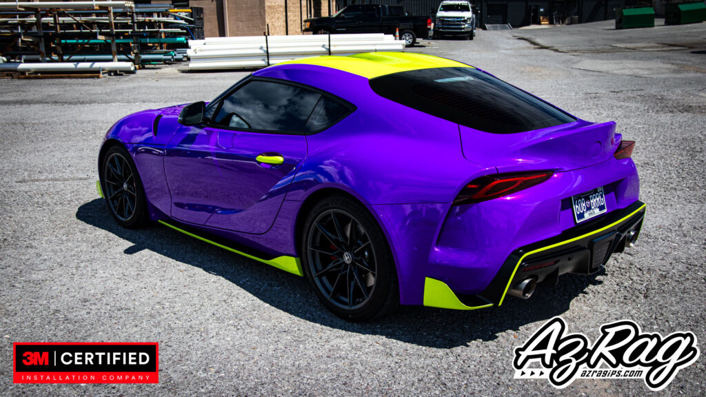 gloss plum explosion color change wrap Toyota Supra Knoxville TN