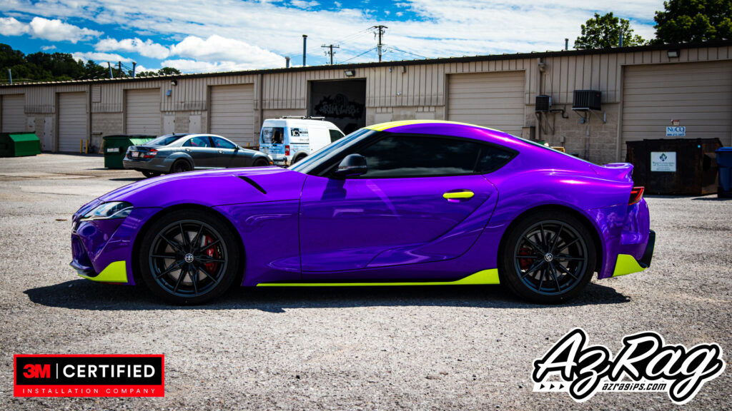 gloss plum explosion color change wrap Toyota Supra Knoxville TN