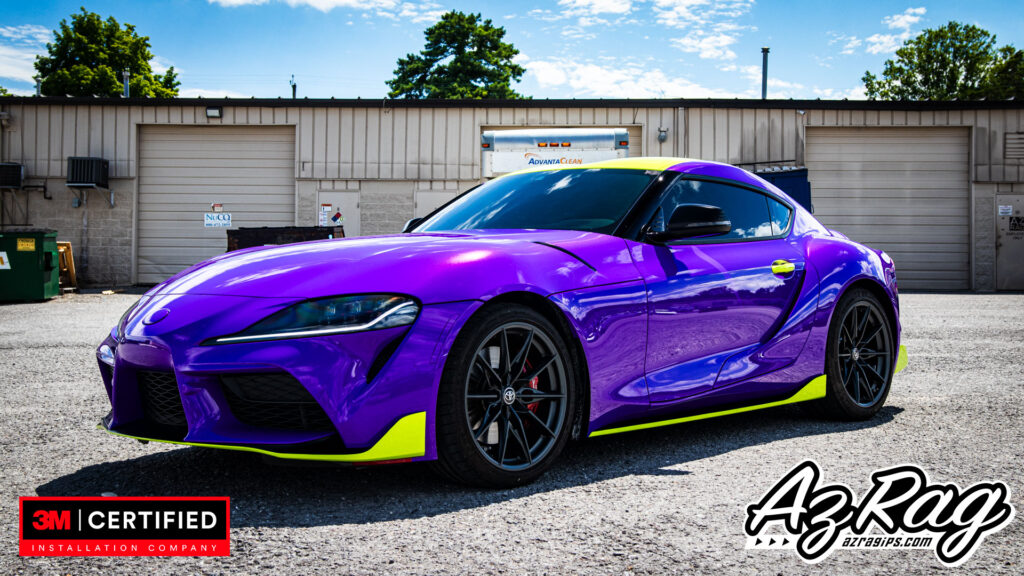 gloss plum explosion color change wrap Toyota Supra Knoxville TN