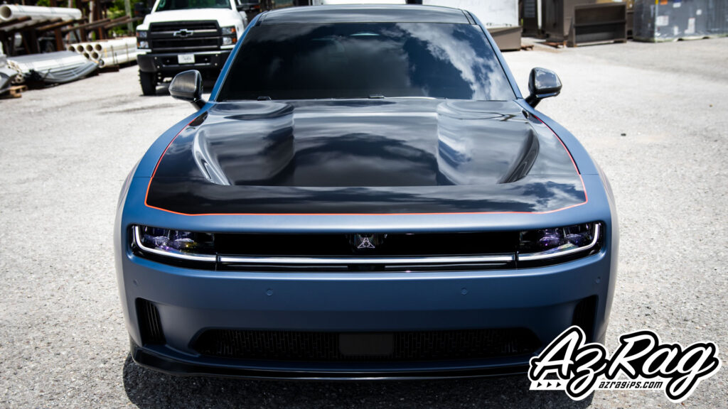 Dodge Charger Daytona EV matte indigo color change wrap Knoxville TN AZRagIPS