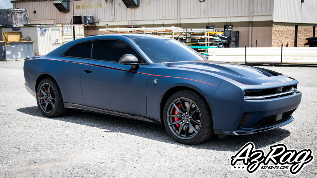Dodge Charger Daytona EV matte indigo color change wrap Knoxville TN AZRagIPS