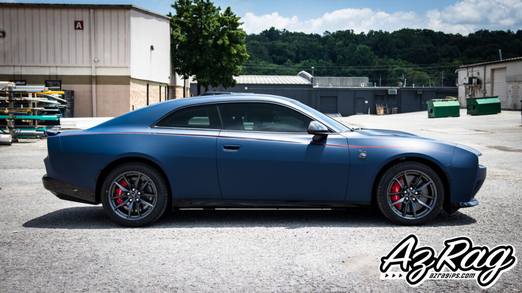 Dodge Charger Daytona EV matte indigo color change wrap Knoxville TN AZRagIPS
