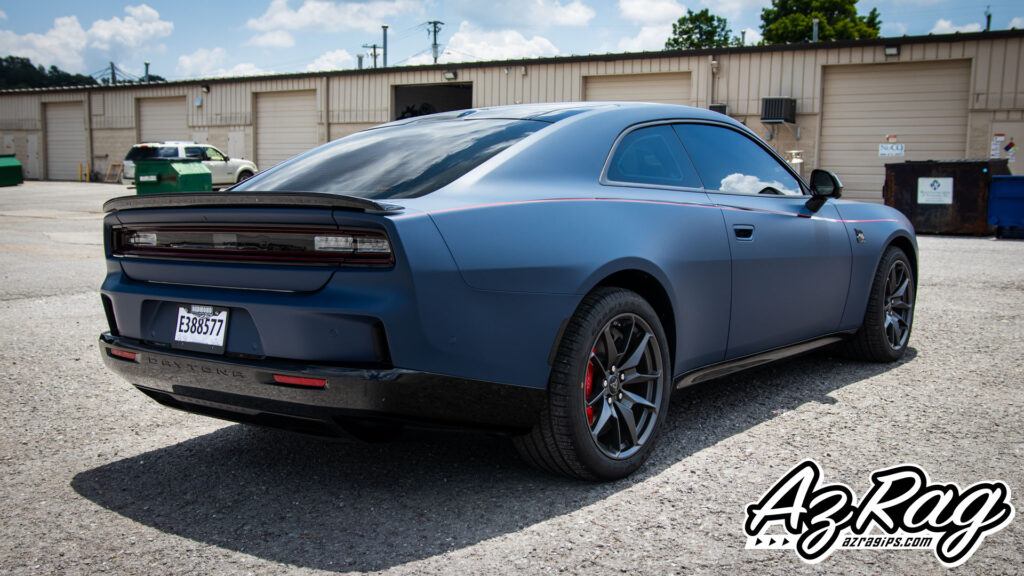 Dodge Charger Daytona EV matte indigo color change wrap Knoxville TN AZRagIPS
