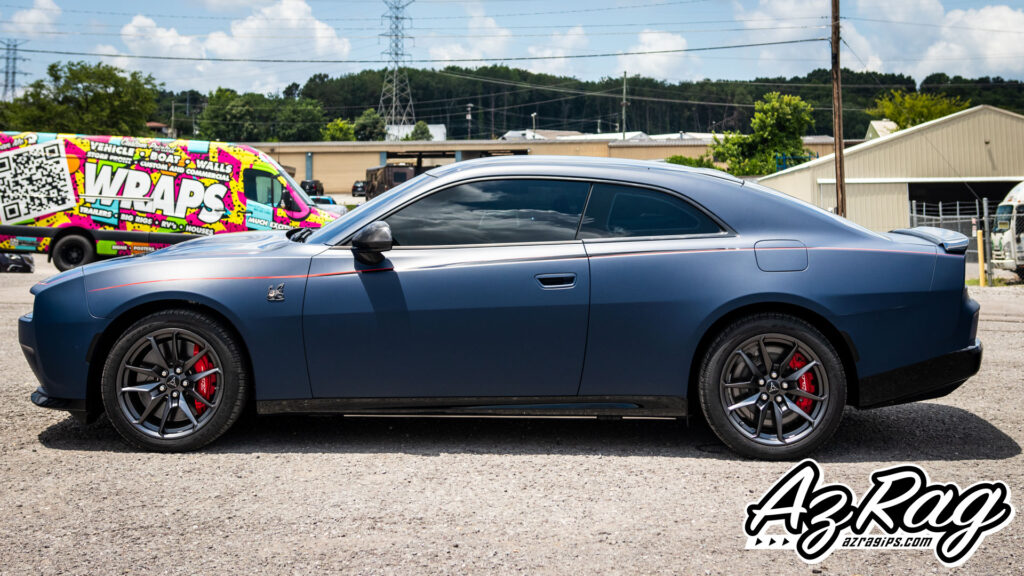 Dodge Charger Daytona EV matte indigo color change wrap Knoxville TN AZRagIPS