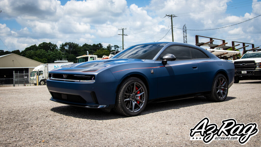 Dodge Charger Daytona EV matte indigo color change wrap Knoxville TN AZRagIPS