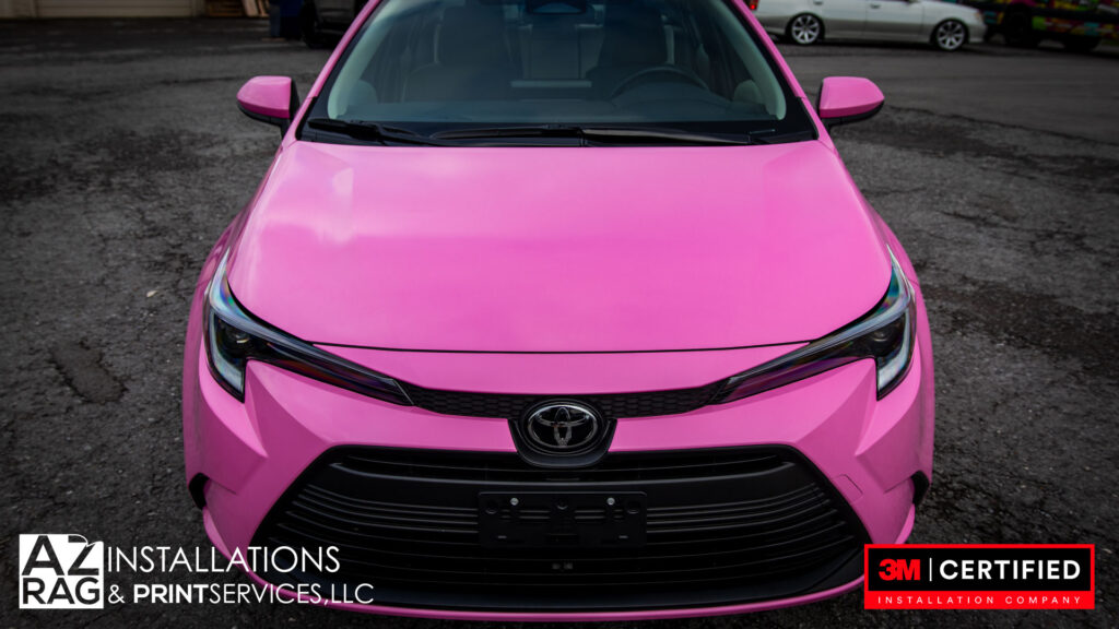 Molly Maid Toyota Corolla fleet wrap pink Knoxville TN AZRagIPS UASG certified installer