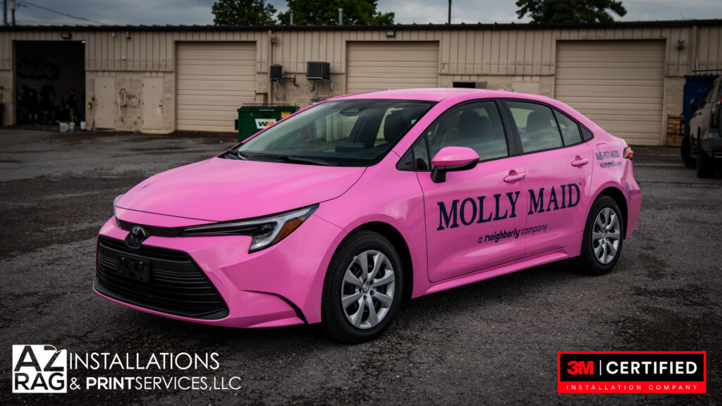 Molly Maid Toyota Corolla fleet wrap pink Knoxville TN AZRagIPS UASG certified installer