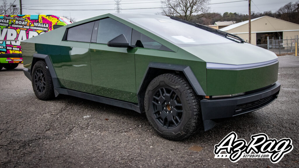 3M High Gloss Military Green Tesla Cybertruck color change wrap Knoxville TN