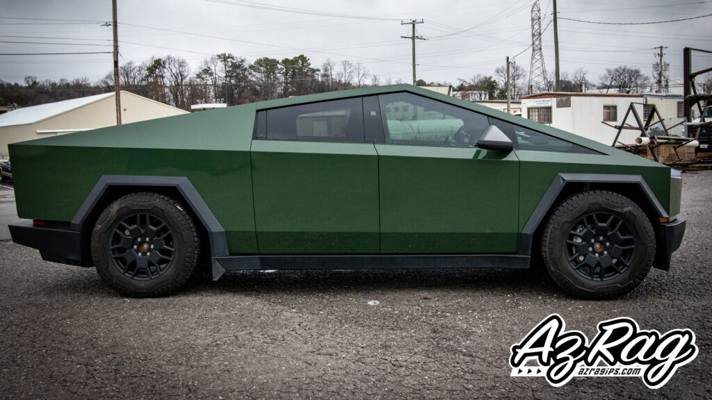 3M High Gloss Military Green Tesla Cybertruck color change wrap Knoxville TN