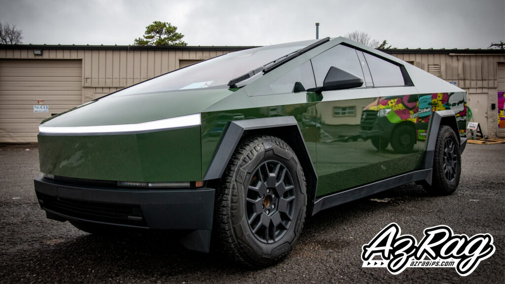 3M High Gloss Military Green Tesla Cybertruck color change wrap Knoxville TN