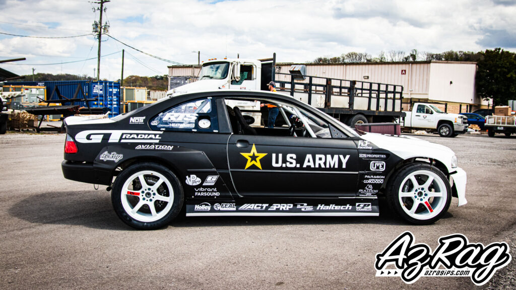Formula Drift competition livery BMW E46 Connor O'Sully US Army Knoxville TN