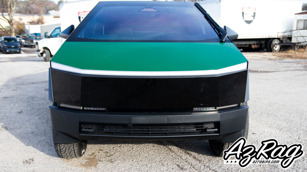 Oracal 970RA Fir Tree Green Papyrus two-tone Tesla Cybertruck color change wrap Knoxville TN