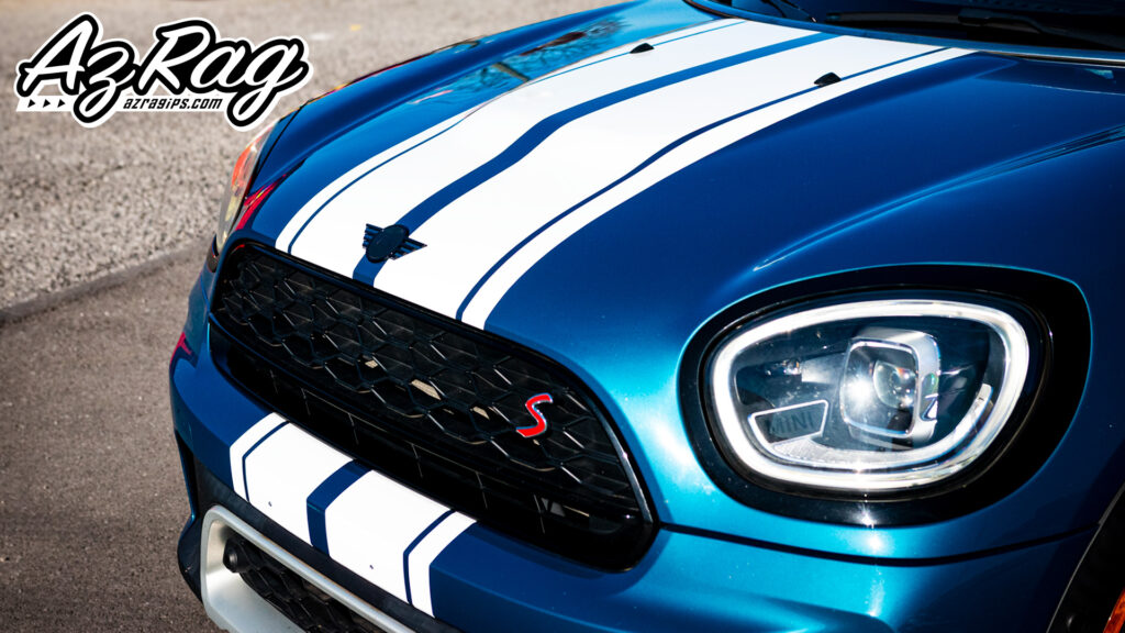 white racing stripes MINI Countryman Cooper S Knoxville TN vinyl stripe kit
