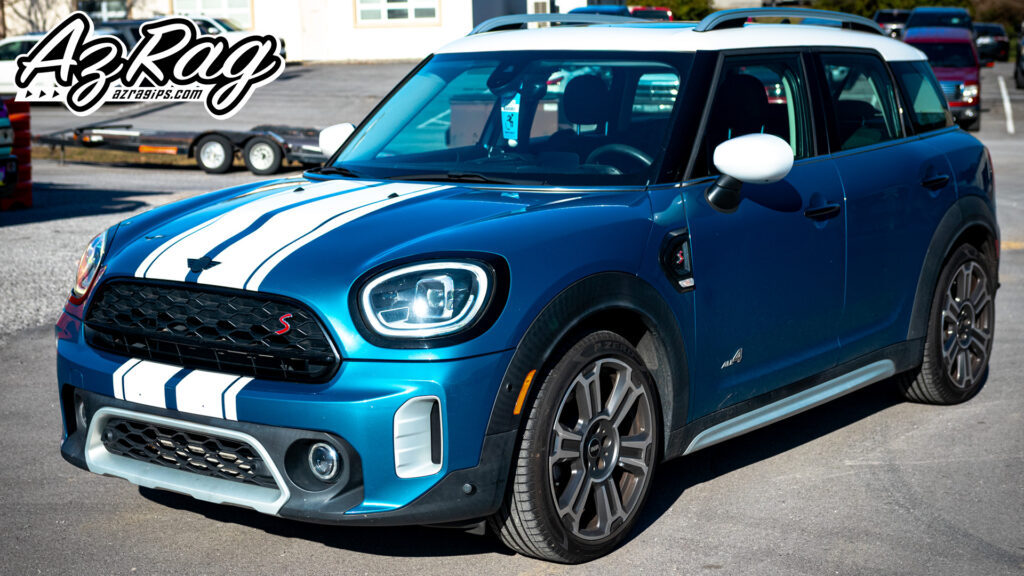 white racing stripes MINI Countryman Cooper S Knoxville TN vinyl stripe kit