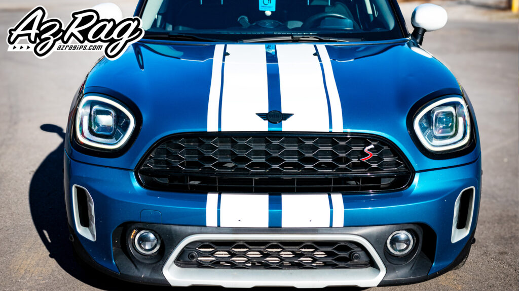 white racing stripes MINI Countryman Cooper S Knoxville TN vinyl stripe kit