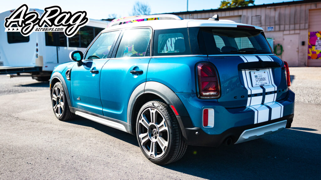 white racing stripes MINI Countryman Cooper S Knoxville TN vinyl stripe kit