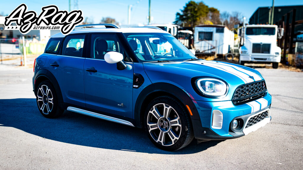 white racing stripes MINI Countryman Cooper S Knoxville TN vinyl stripe kit