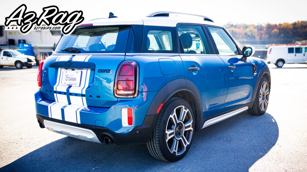 white racing stripes MINI Countryman Cooper S Knoxville TN vinyl stripe kit