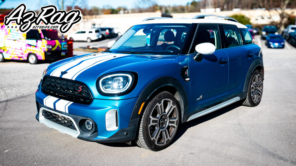 white racing stripes MINI Countryman Cooper S Knoxville TN vinyl stripe kit