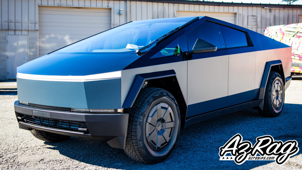 3M Satin Thunder Cloud Tesla Cybertruck gloss black tuxedo top color change wrap Knoxville TN
