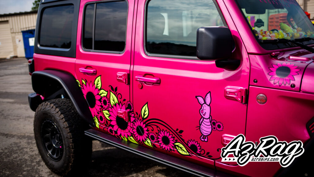 Piglet sunflower spot graphics Jeep Wrangler Rubicon Knoxville TN